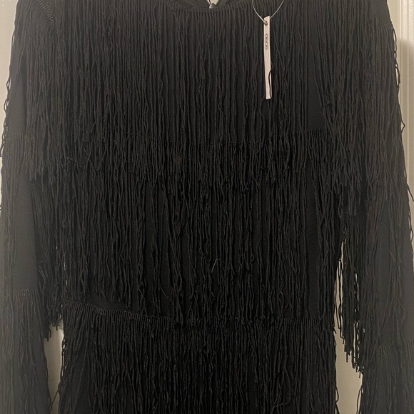 NWT black fringe evening maxi dress - Picture 4 of 6